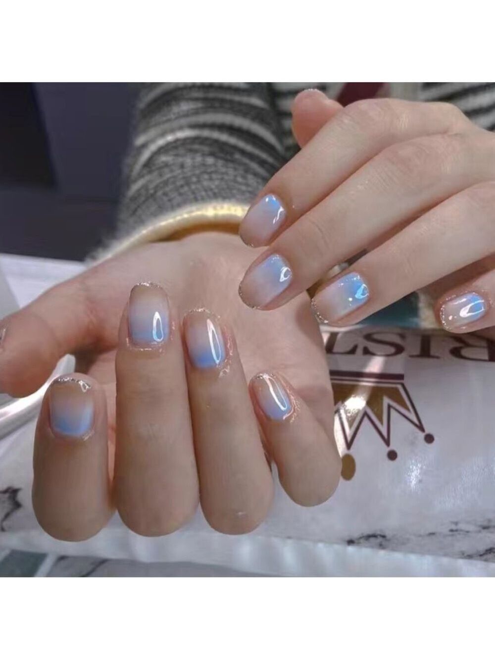 Blue Fade - Nail Junkie - full artificial nail set